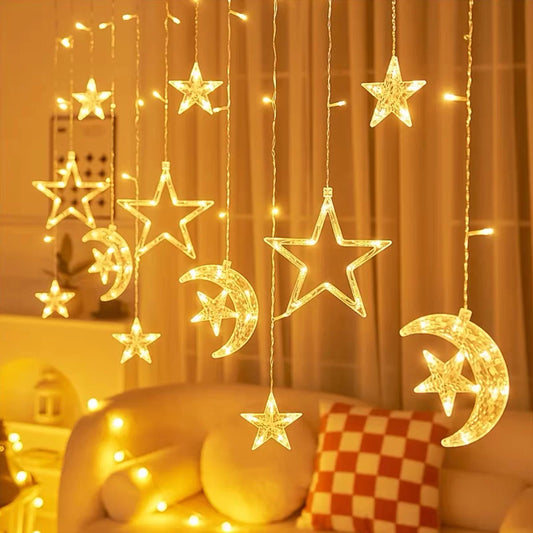 RAMADAN EID STAR MOON STRING LED LIGHT (USB)