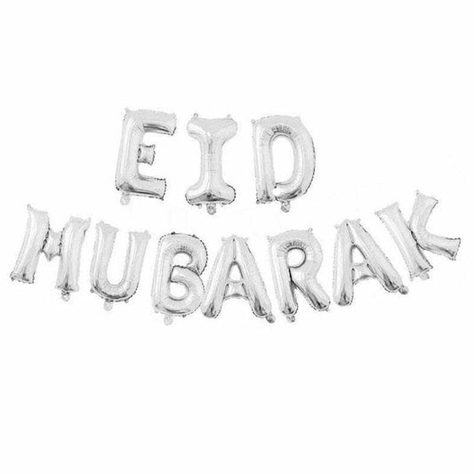 Silver Eid Mubarak Foil Balloons